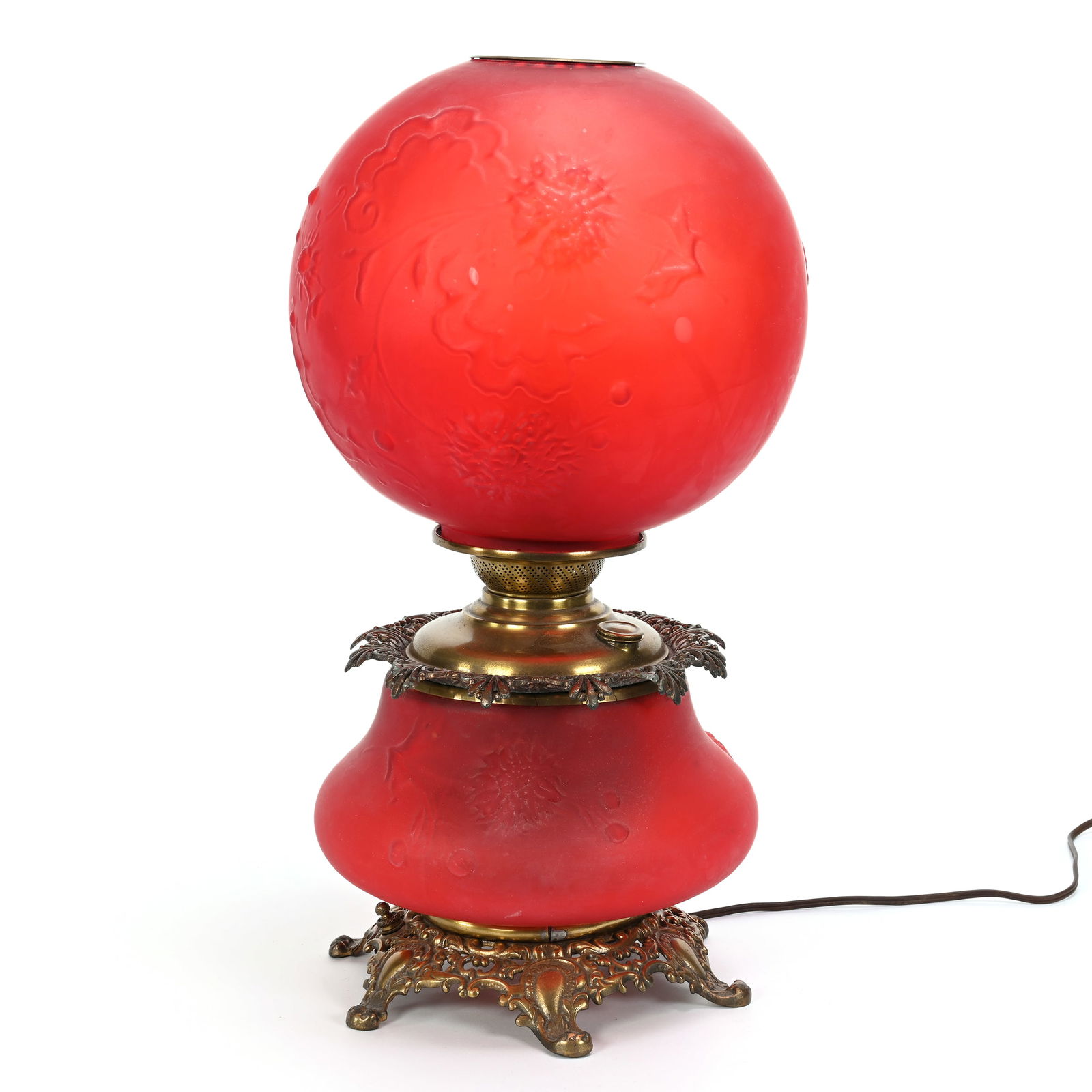 Table Lamp, Gone With Wind, Red Satin (1 of 4)
