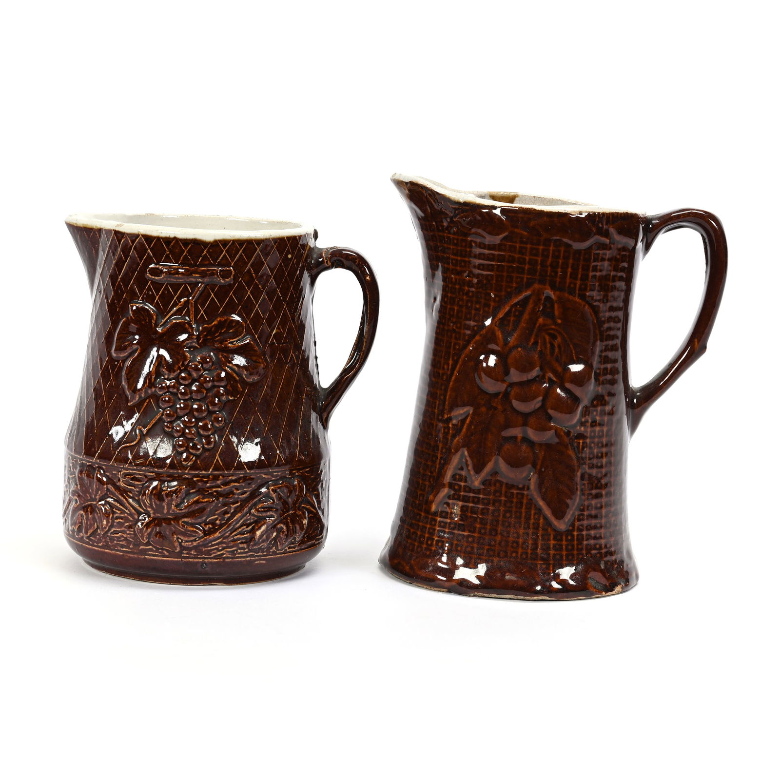 (2) Stoneware Pitchers, Brown Salt Glaze (1 of 3)