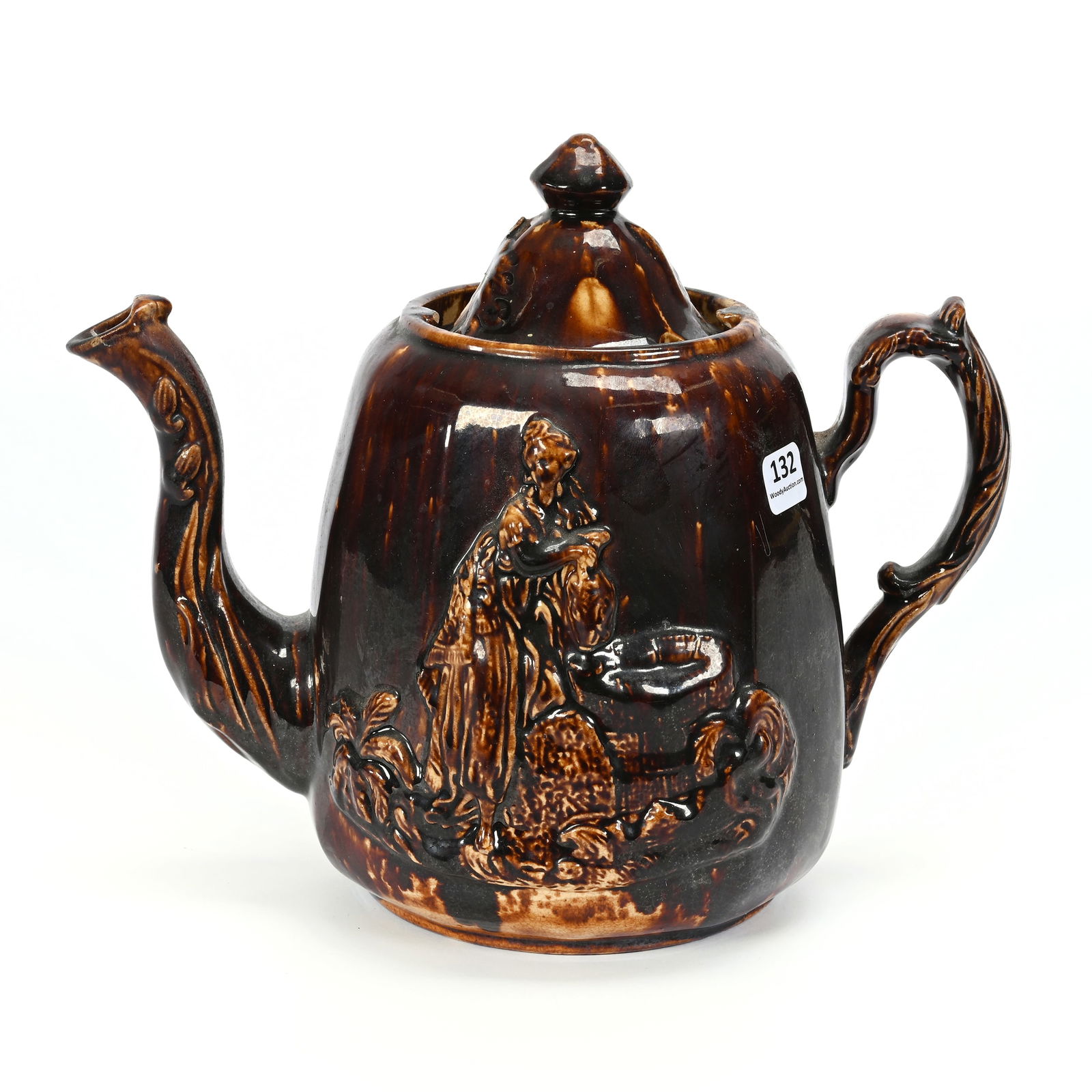 Coffee Pot, Brown Rockingham Glaze (1 of 3)