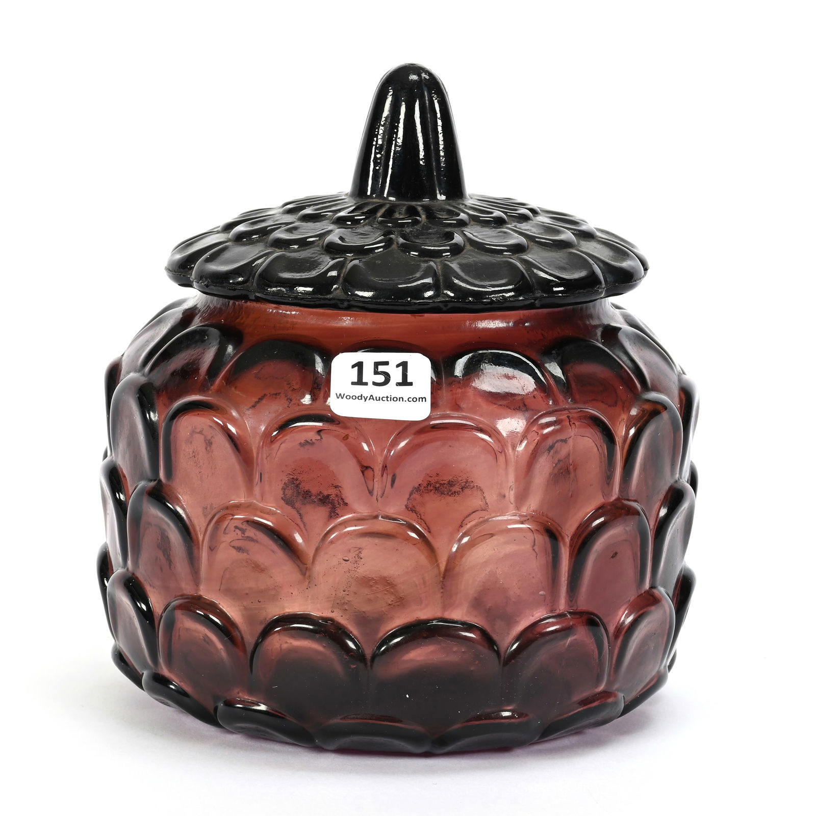 Covered Jar, Solid Amethyst Molded Flower Form (1 of 3)