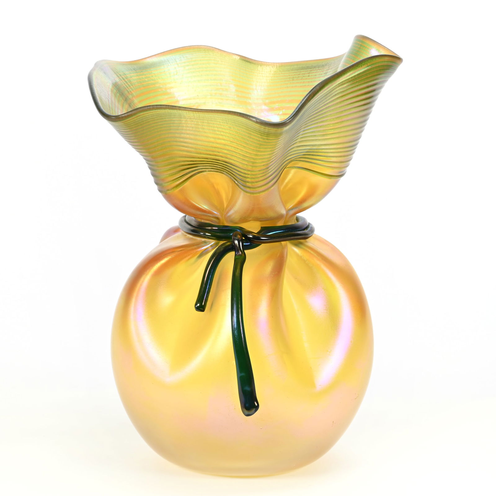 Bag Vase Signed Orient & Flume Contemporary Art Glass (1 of 4)