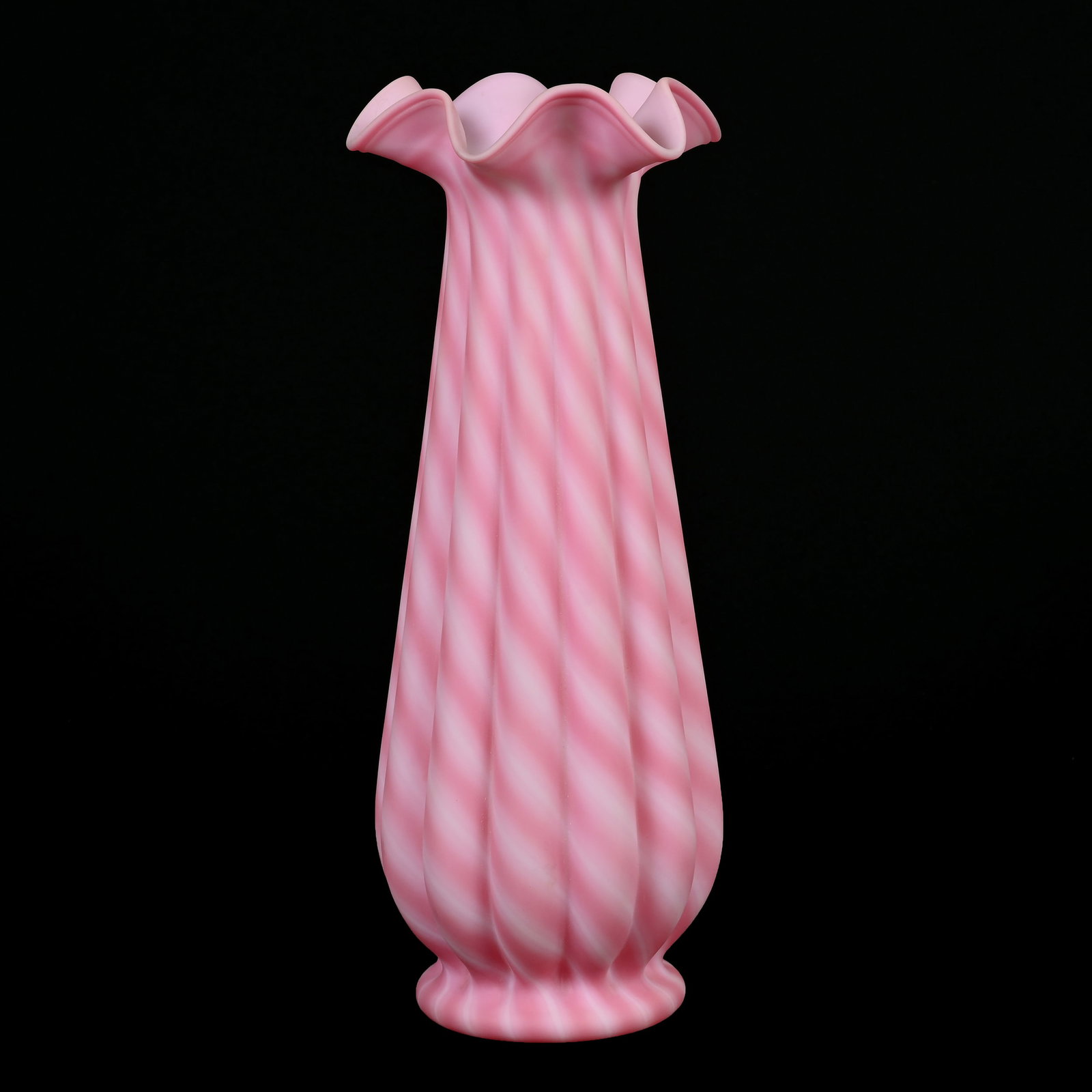 Vase, Fenton Rosalene Ribbed Spiral Optic Pattern (1 of 3)
