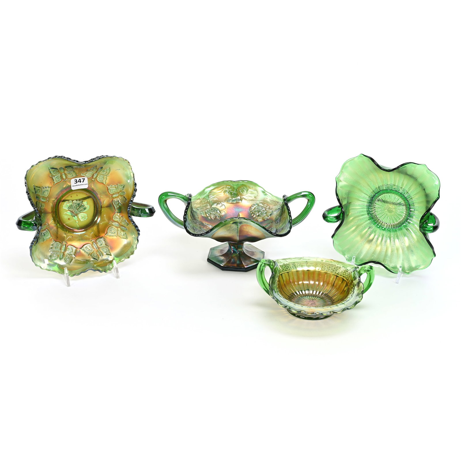 (4) Bonbons, Carnival Glass, Two Handles (1 of 2)