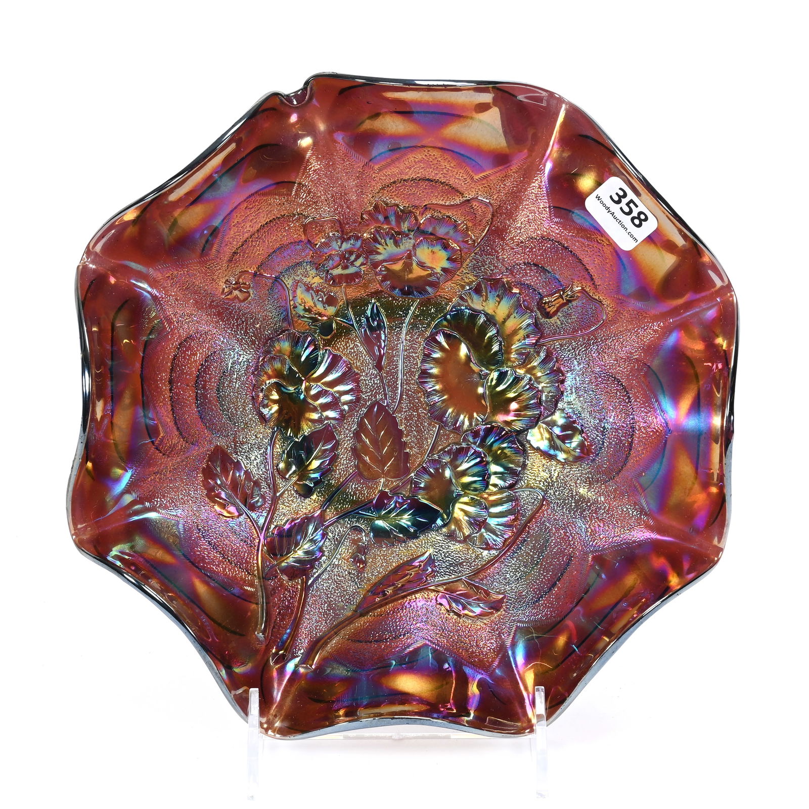 Bowl, Carnival Glass, Pansy By Imperial (1 of 2)