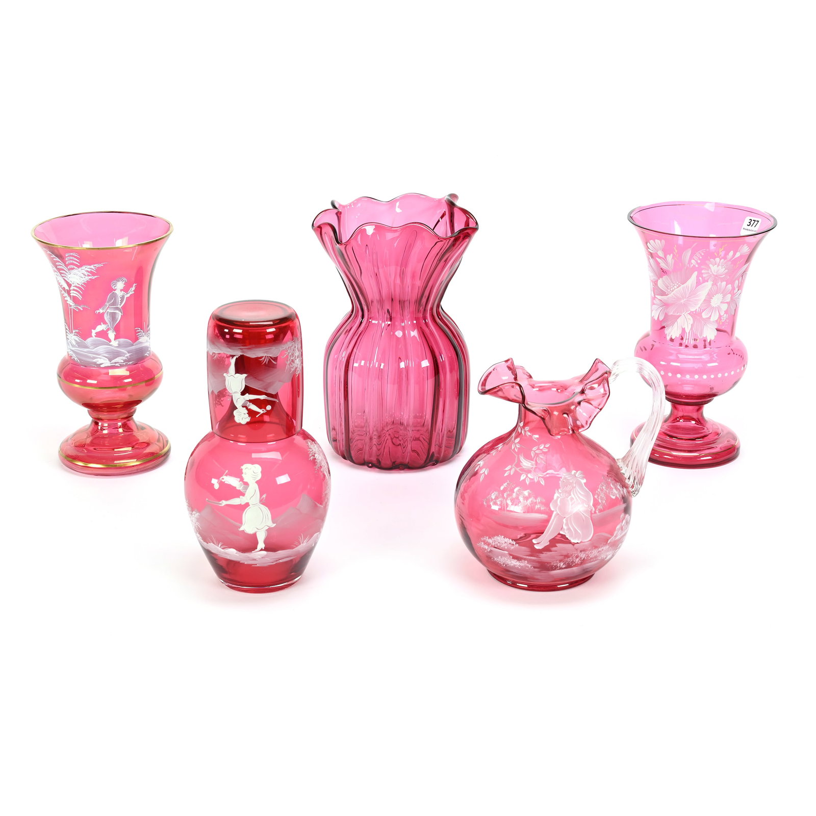 (5) Contemporary Cranberry Art Glass Items (1 of 2)