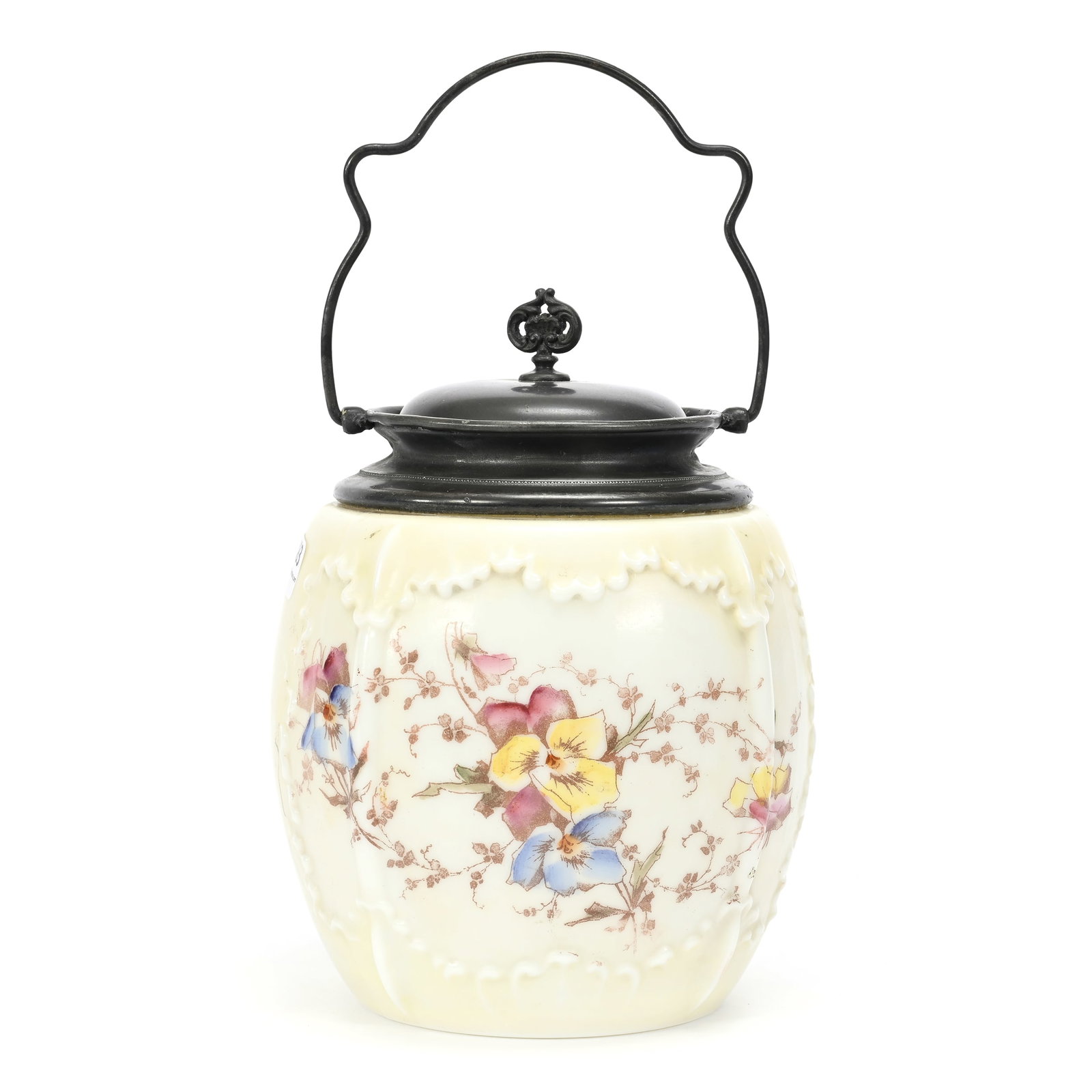 Biscuit Jar, Unmarked Wave Crest Art Glass (1 of 2)
