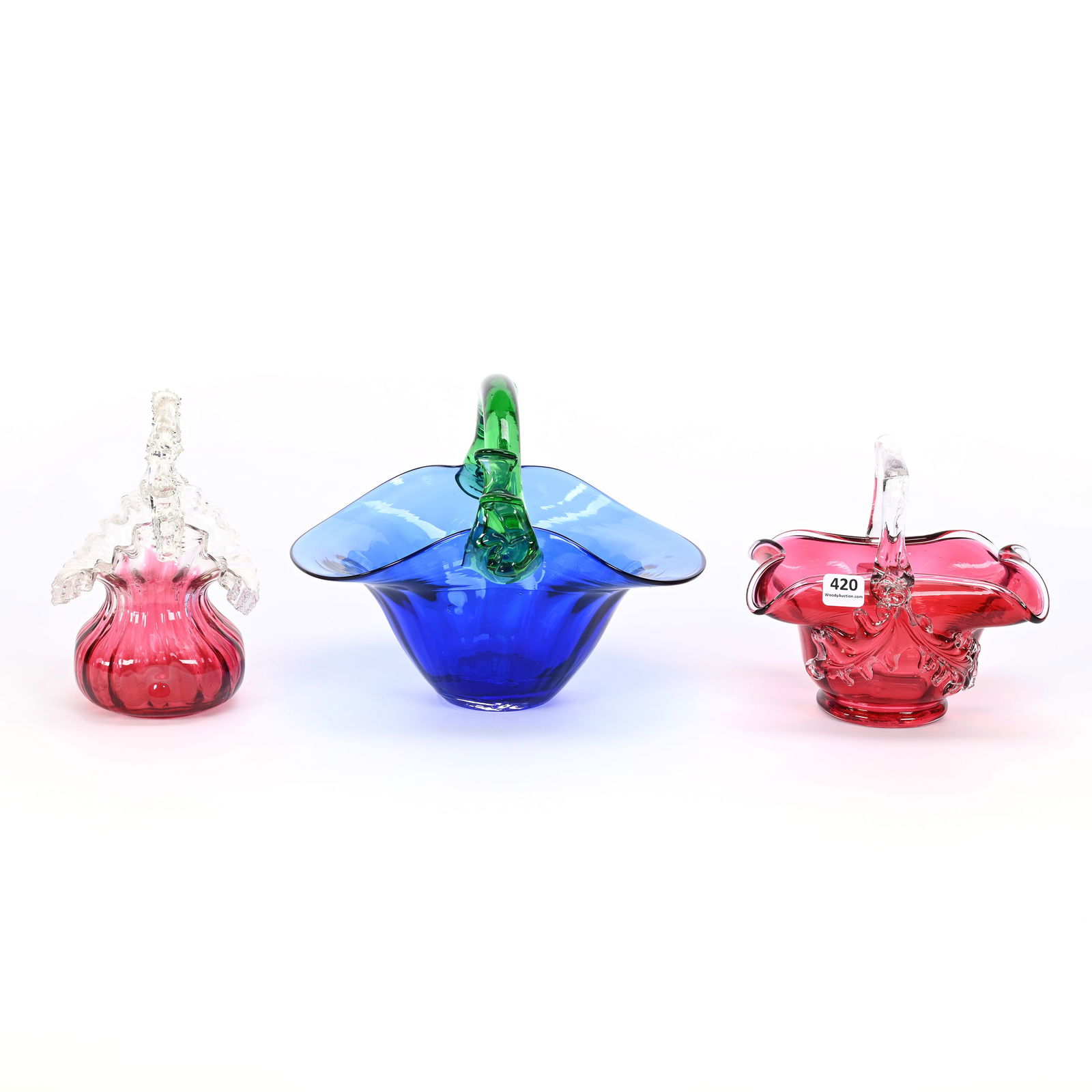 (3) Art Glass Baskets (1 of 2)