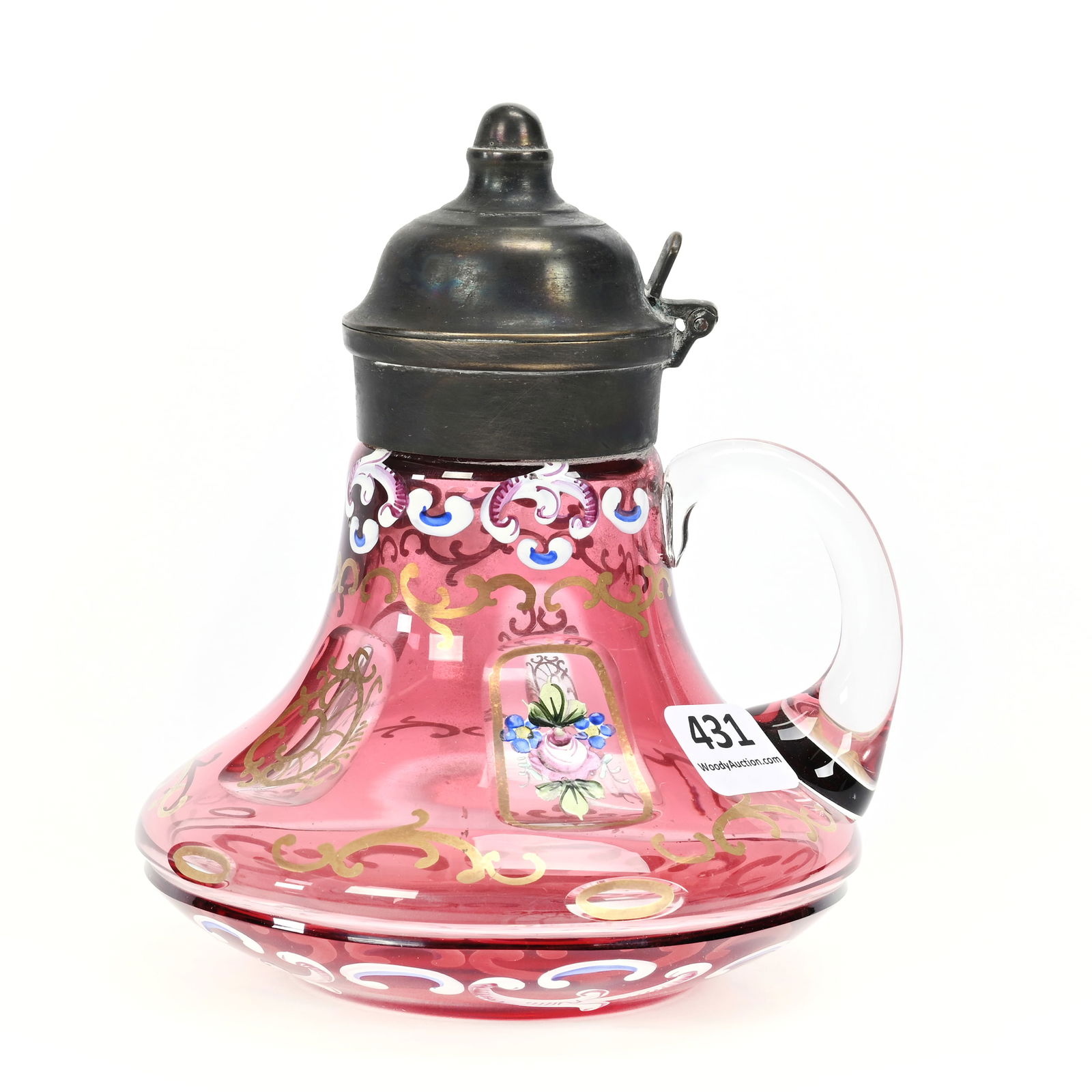 Syrup Pitcher, Cranberry Cut To Clear (1 of 3)