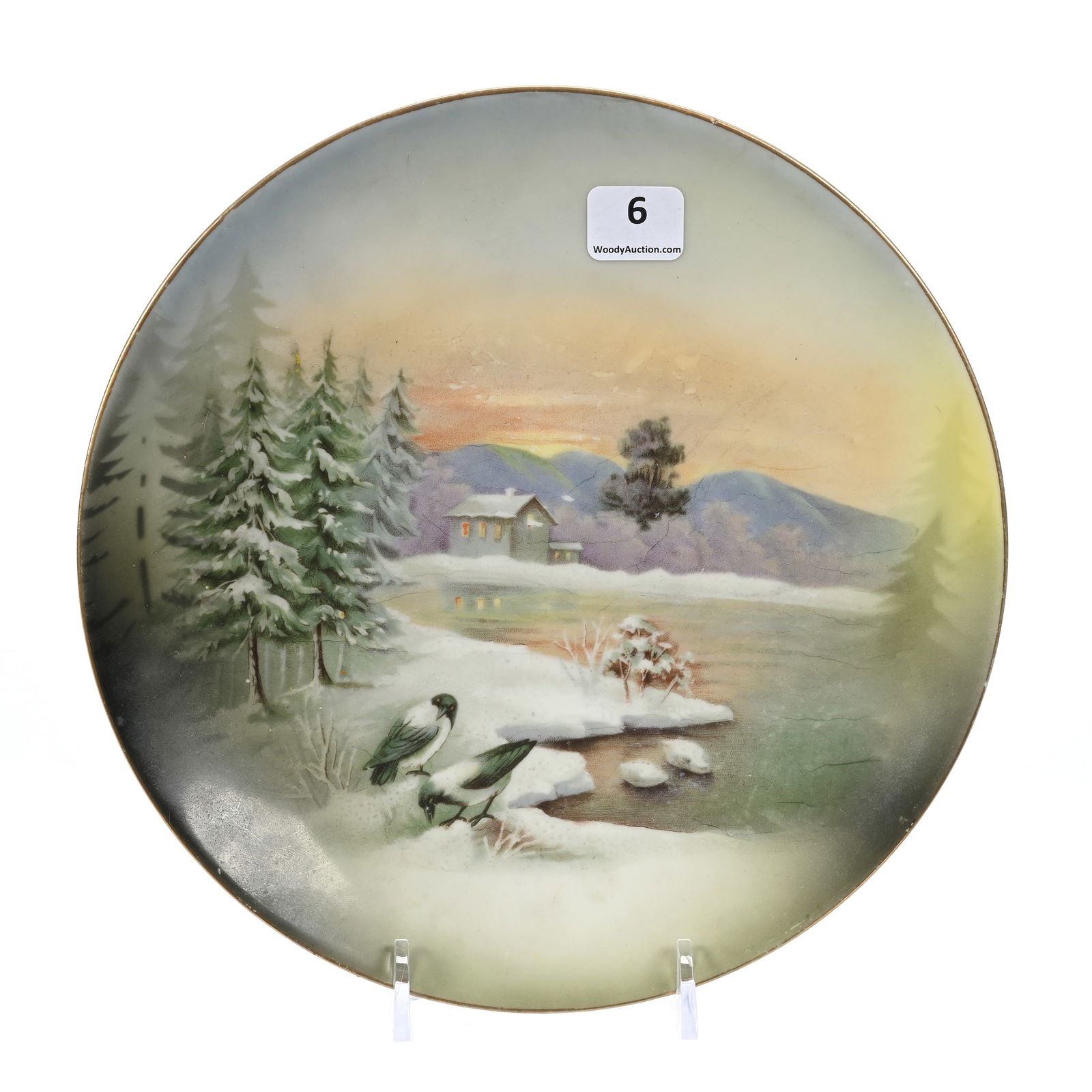 Plate Marked R.S. Germany Rare Snowbird Scenic Decor (1 of 2)