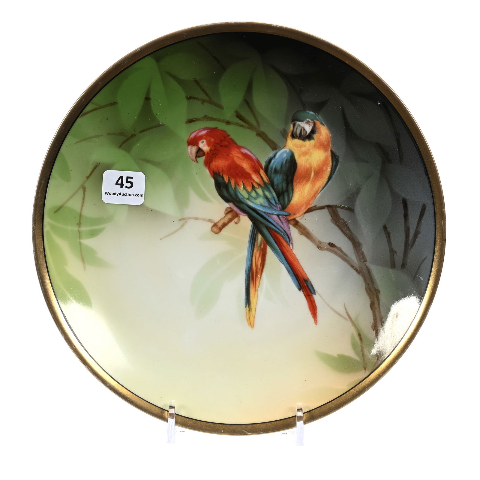 Plate Marked R.S. Germany, Parrot Decor (1 of 2)