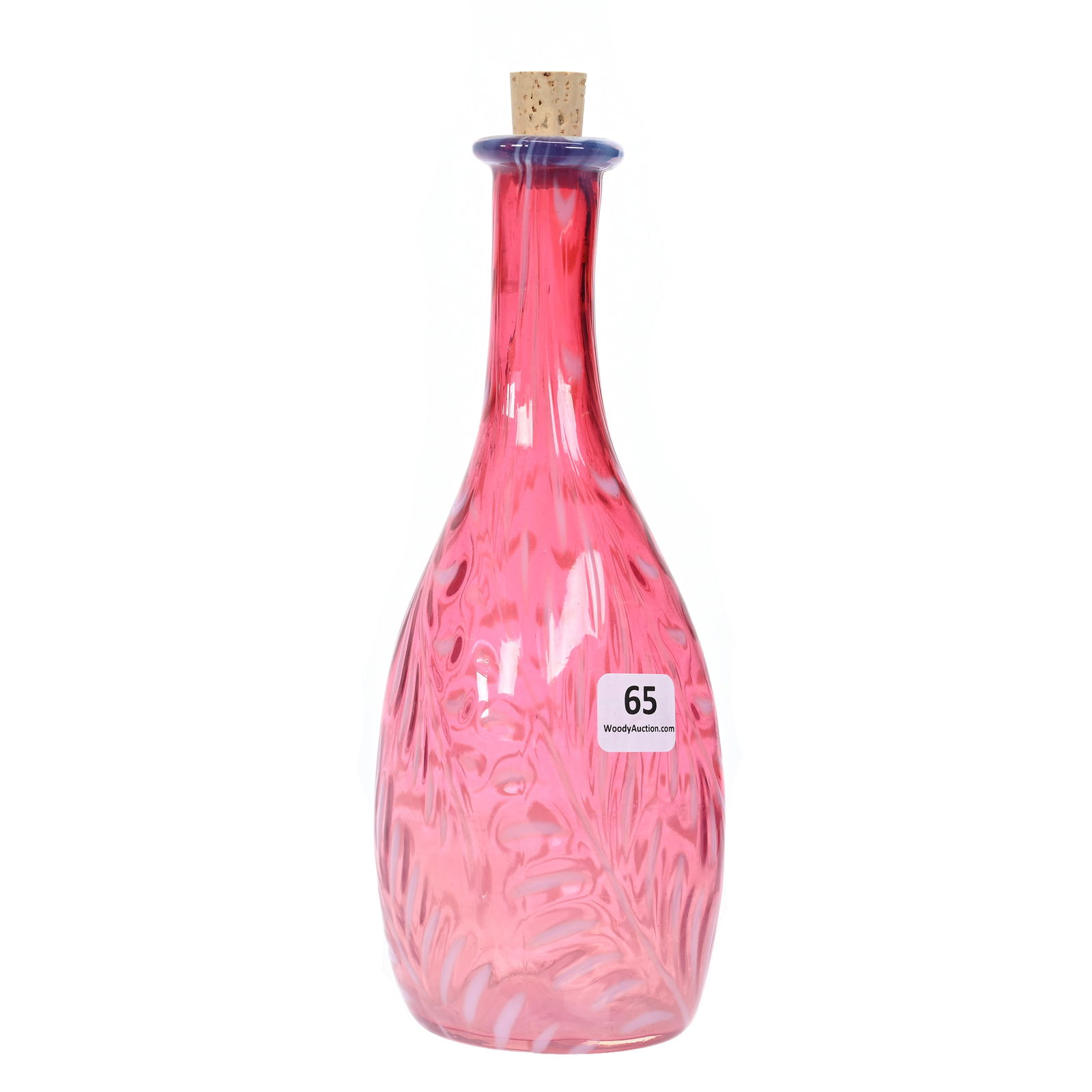 Barber's Bottle, Cranberry Opalescent Art Glass (1 of 4)