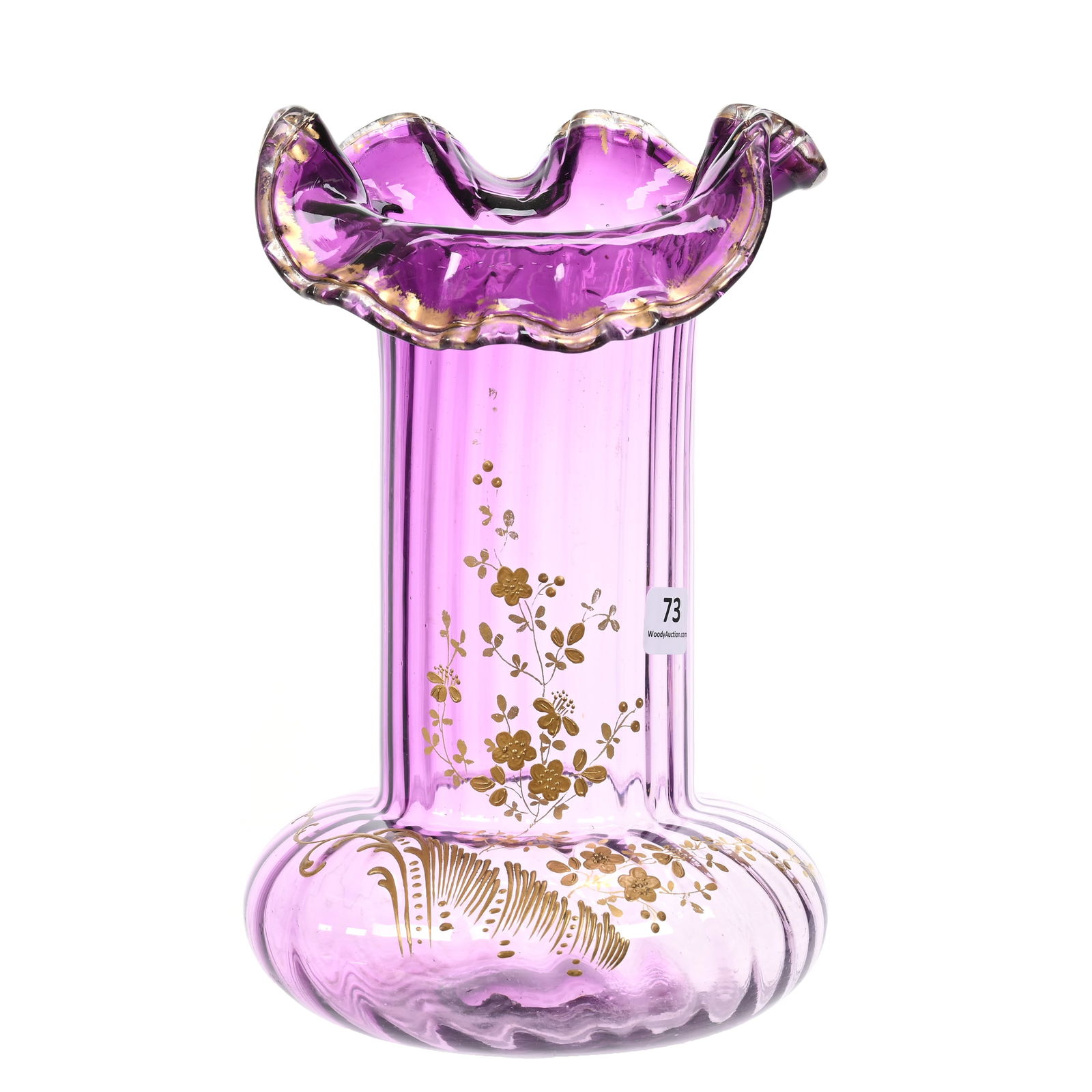 Vase, Amethyst Optic Ribbed Art Glass (1 of 3)