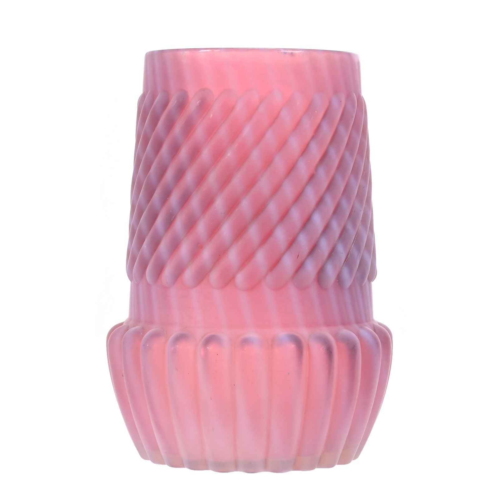 Celery Vase, Cranberry Opalescent Satin Art Glass (1 of 6)