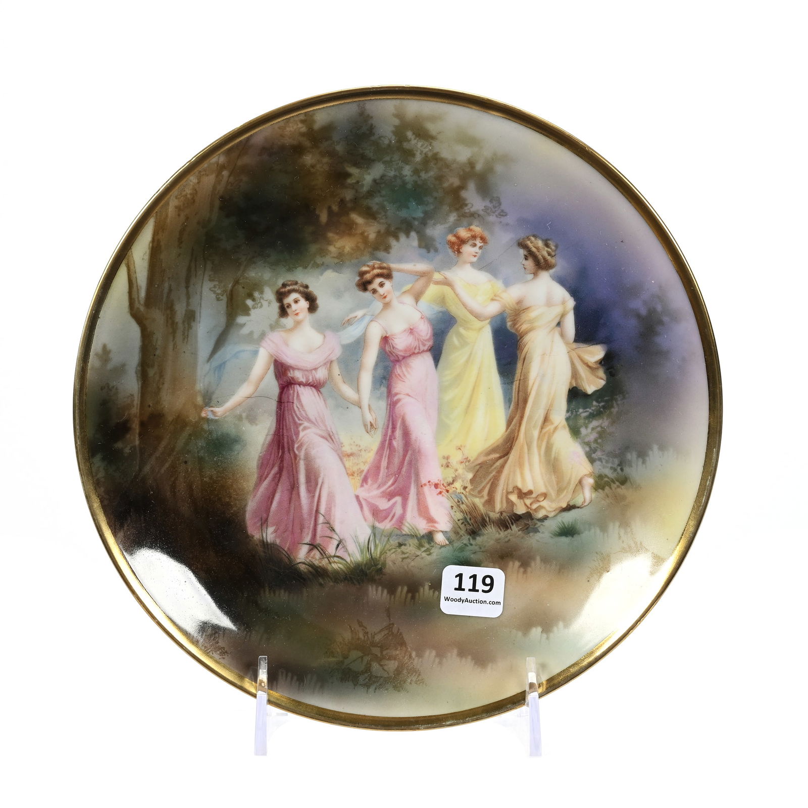 Plate Marked R.S. Germany, Four Maidens Scenic Decor (1 of 2)