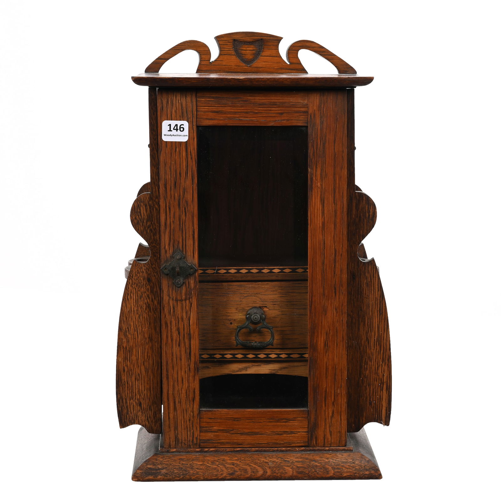 Smoke Stand, Oak Case, Beveled Glass Door (1 of 3)