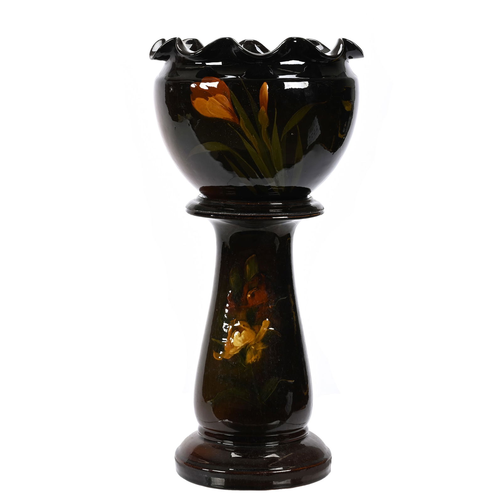 Jardiniere & Pedestal, Unmarked Art Pottery (1 of 3)