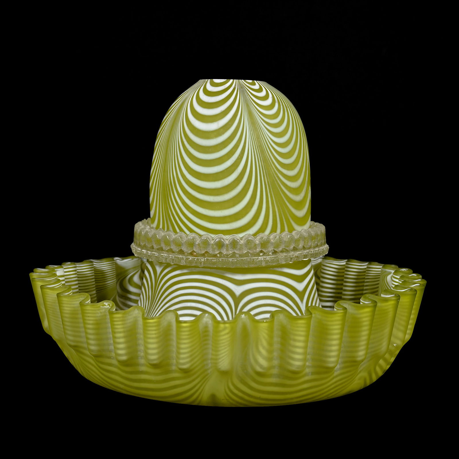 Fairy Lamp, Green Nailsea Art Glass (1 of 4)