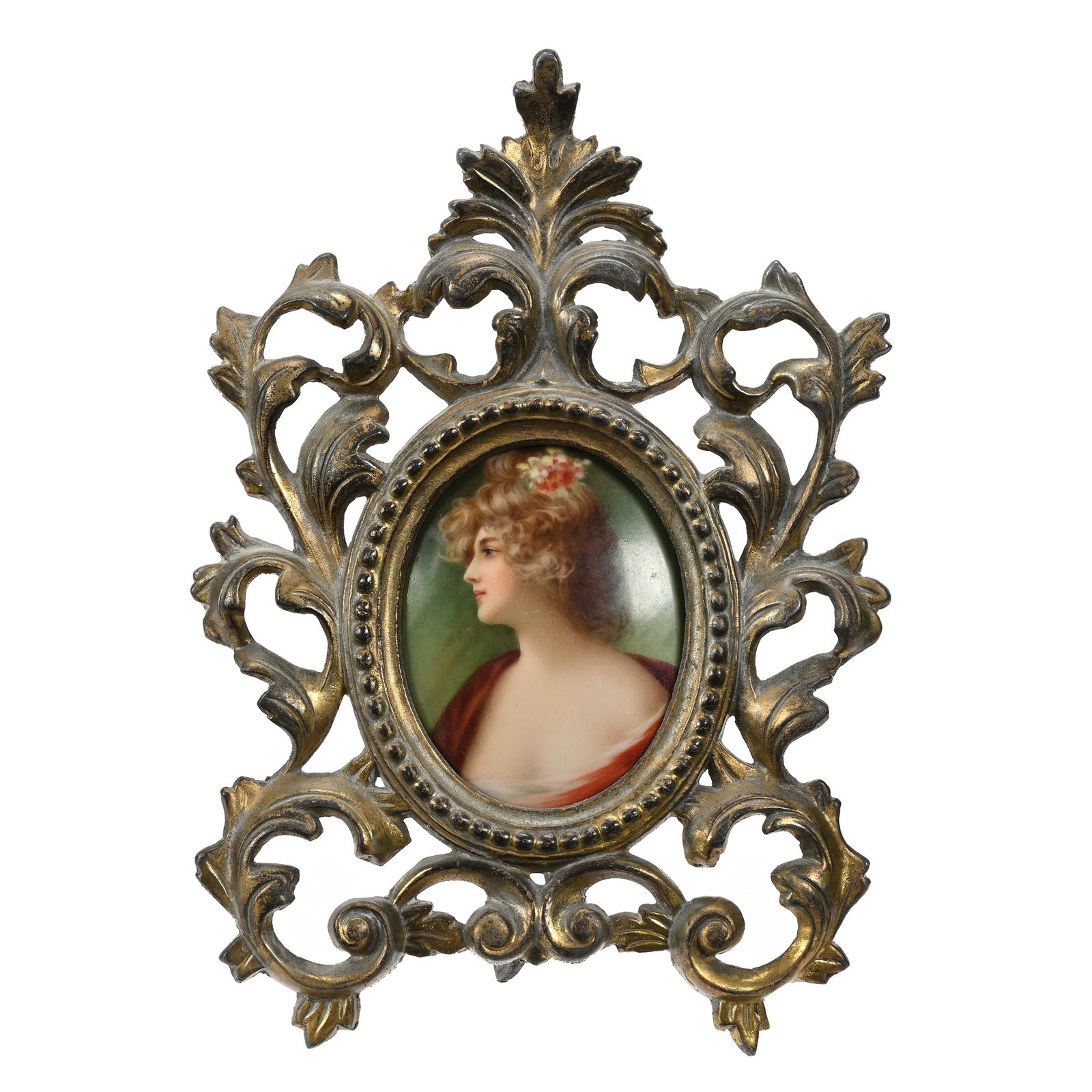 Porcelain Plaque, German, Hand Painted Portrait (1 of 2)