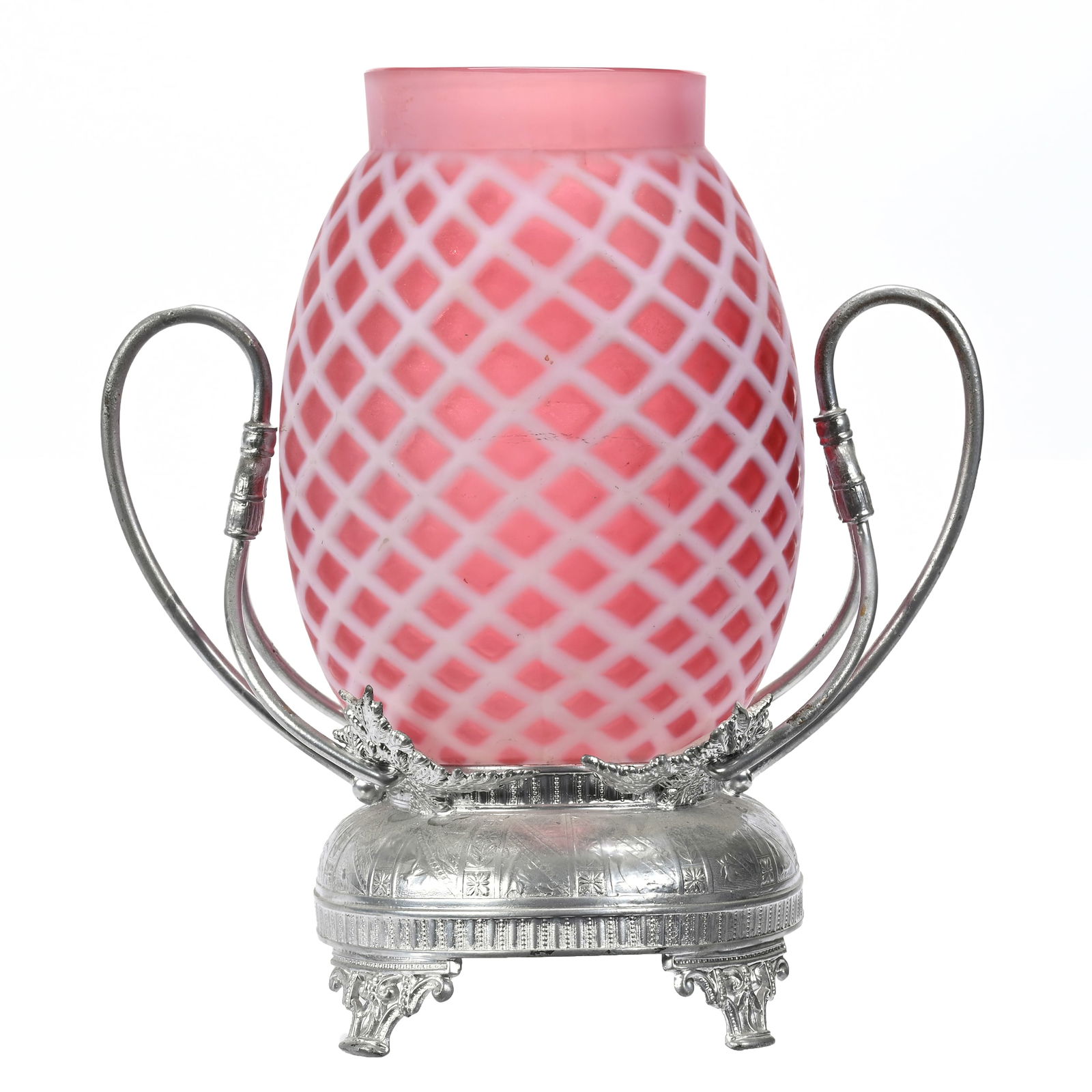 Celery Vase, Cranberry Opalescent Satin Art Glass (1 of 4)