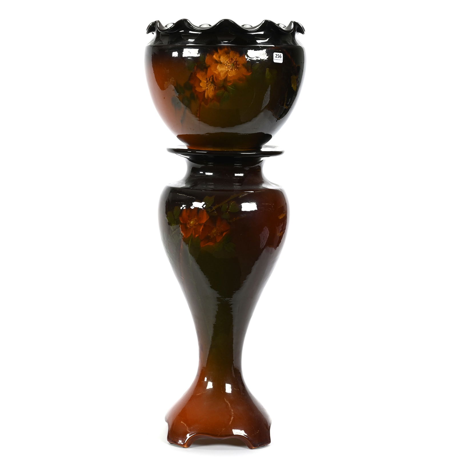 Jardiniere & Pedestal Marked Weller Louwelsa Pottery (1 of 4)