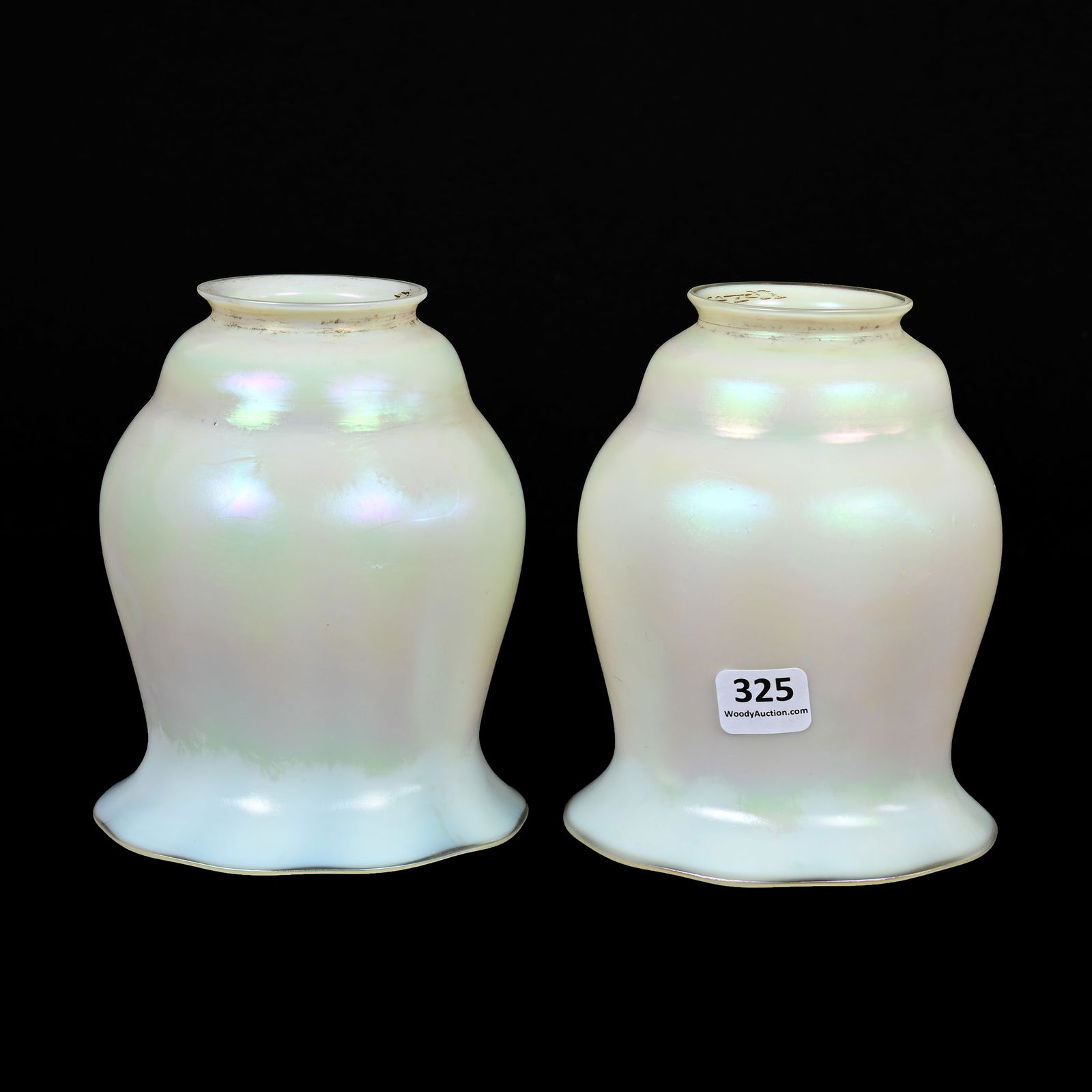 Pair Light Shades Signed Quezal Art Glass (1 of 3)