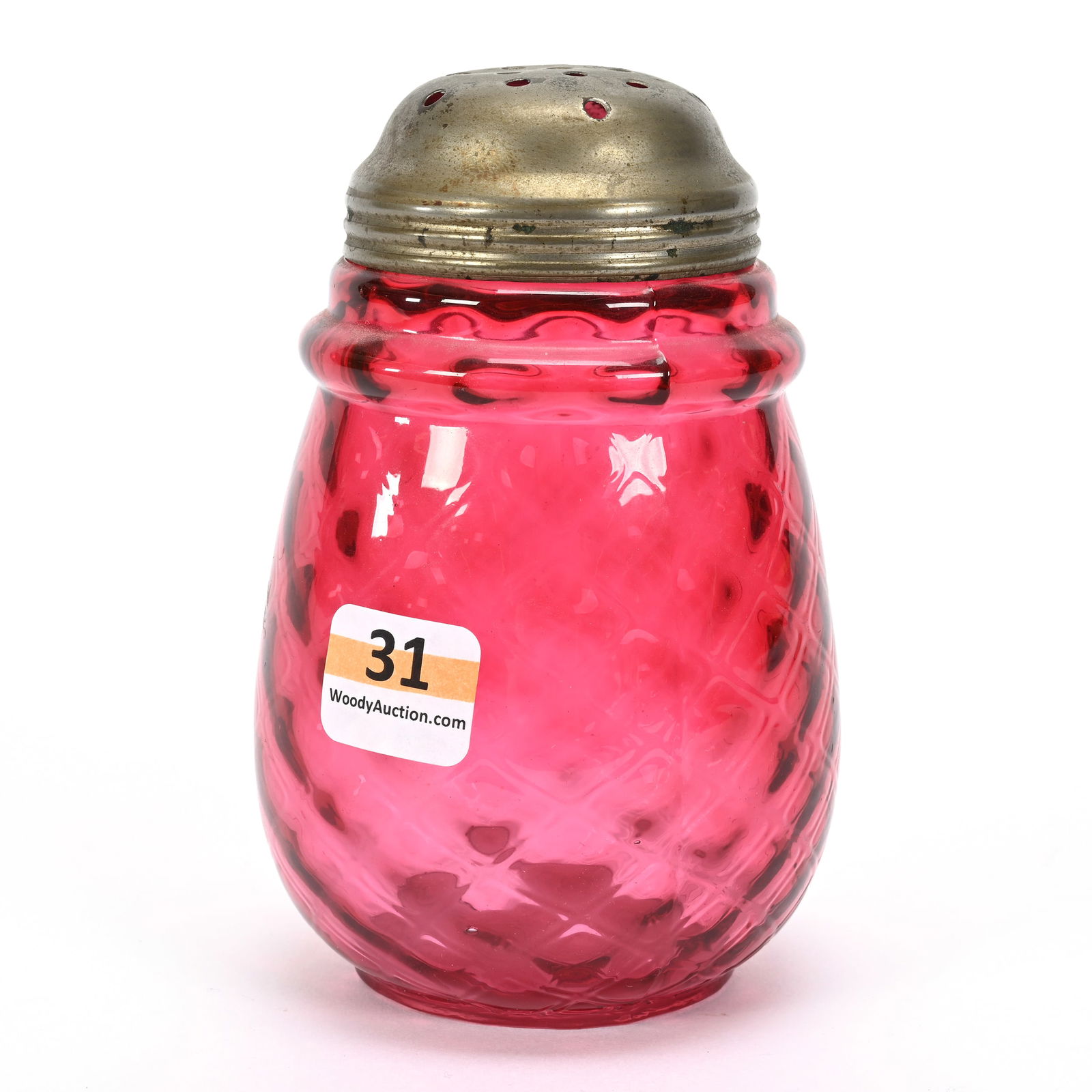 Sugar Shaker, Cranberry Art Glass (1 of 3)