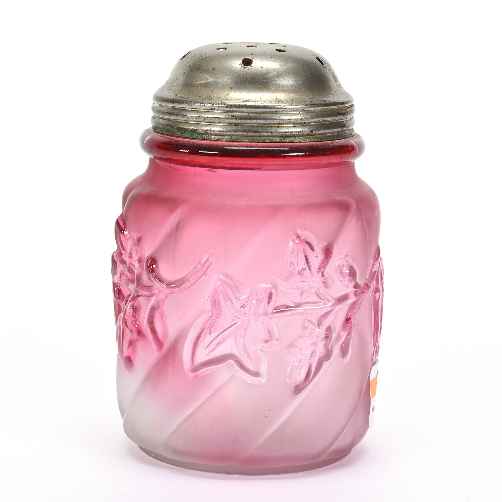 Sugar Shaker, Frosted Rubina Art Glass (1 of 3)