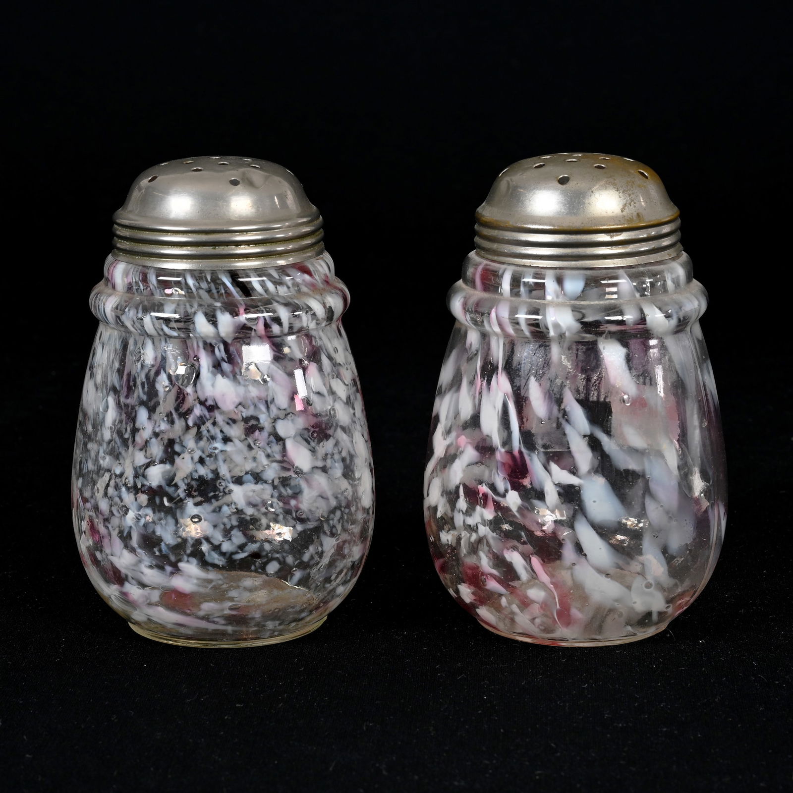 (2) Sugar Shakers, Pink/White/Clear Mottled (1 of 3)
