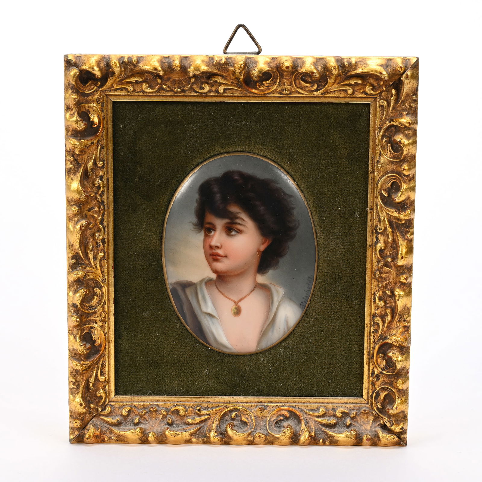 Porcelain Plaque, Hand Painted Oval (1 of 3)