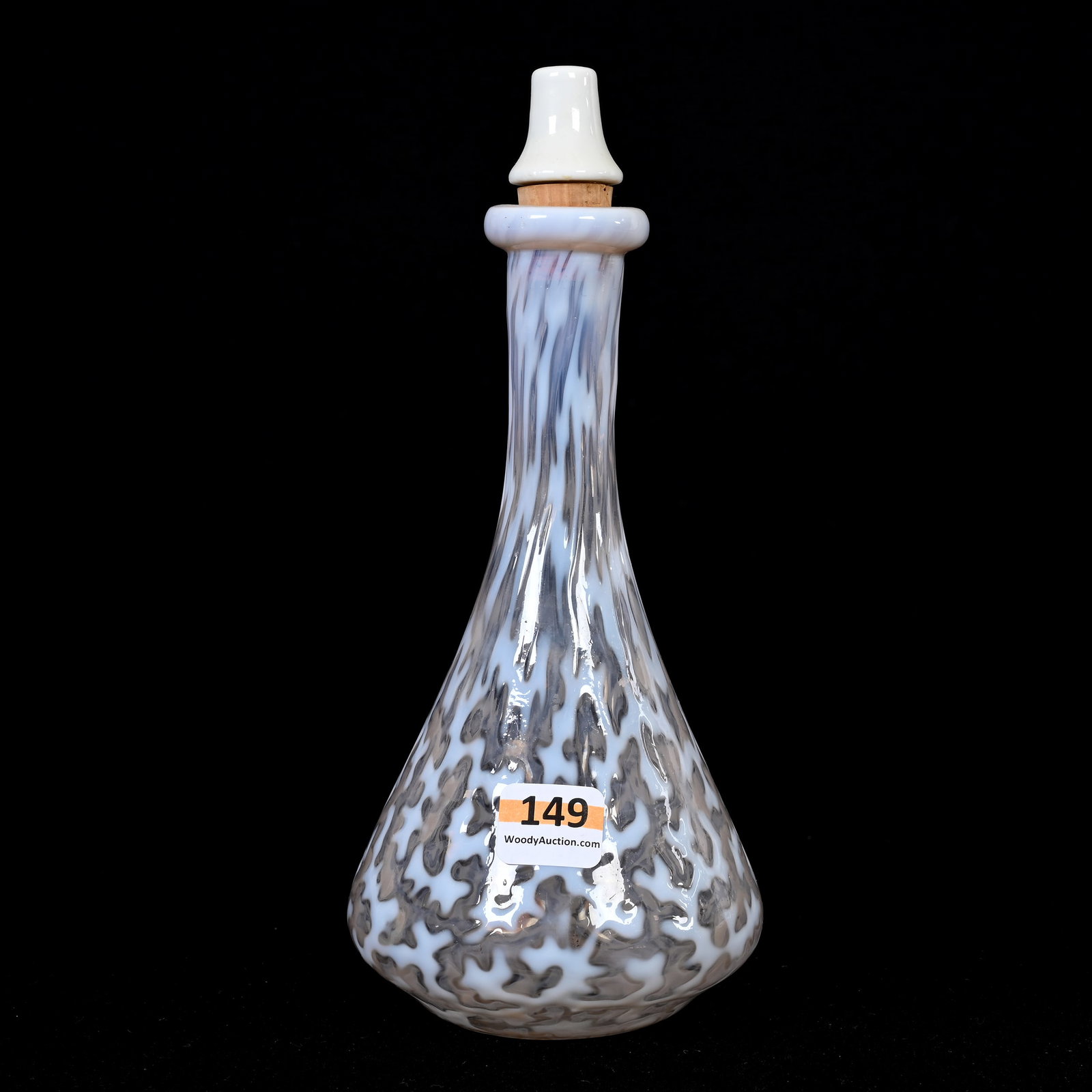 Barber Bottle, White Opalescent Art Glass (1 of 3)