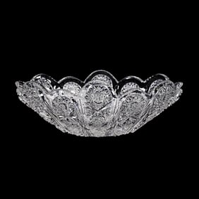 Oval Bowl, Blown Mold, ABCG, Signed Hawkes