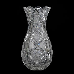 Vase, Bowling Pin, American Brilliant Cut Glass