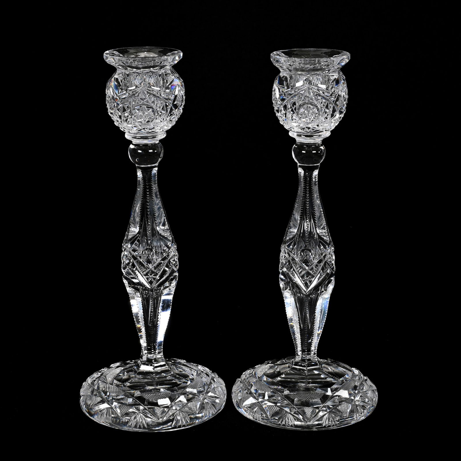 Pair Candlesticks, American Brilliant Cut Glass (1 of 2)