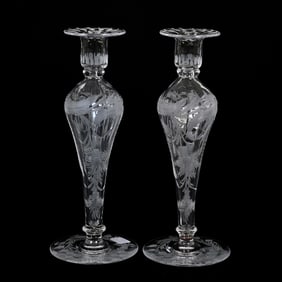 Pair Candlesticks, ABCG, Signed Libbey