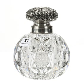 Inkwell, American Brilliant Cut Glass, Eight-Sided