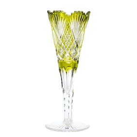 Trumpet Vase, BPCG, Chartreuse Green Cut To Clear