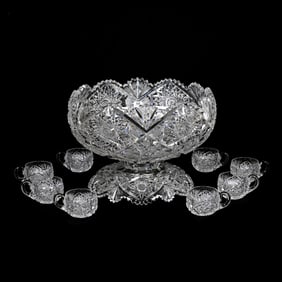 Punch Set, ABCG, Signed Libbey Sultana Pattern