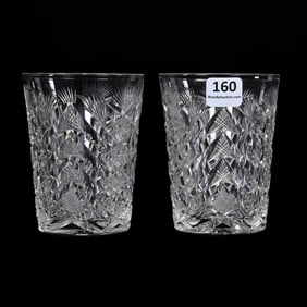 (2) Tumblers, ABCG, Signed Libbey Herringbone Pattern
