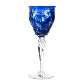 Wine Stem, BPCG, Cobalt Blue Cut To Yellow