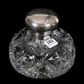 Inkwell, ABCG, Engraved Floral Design