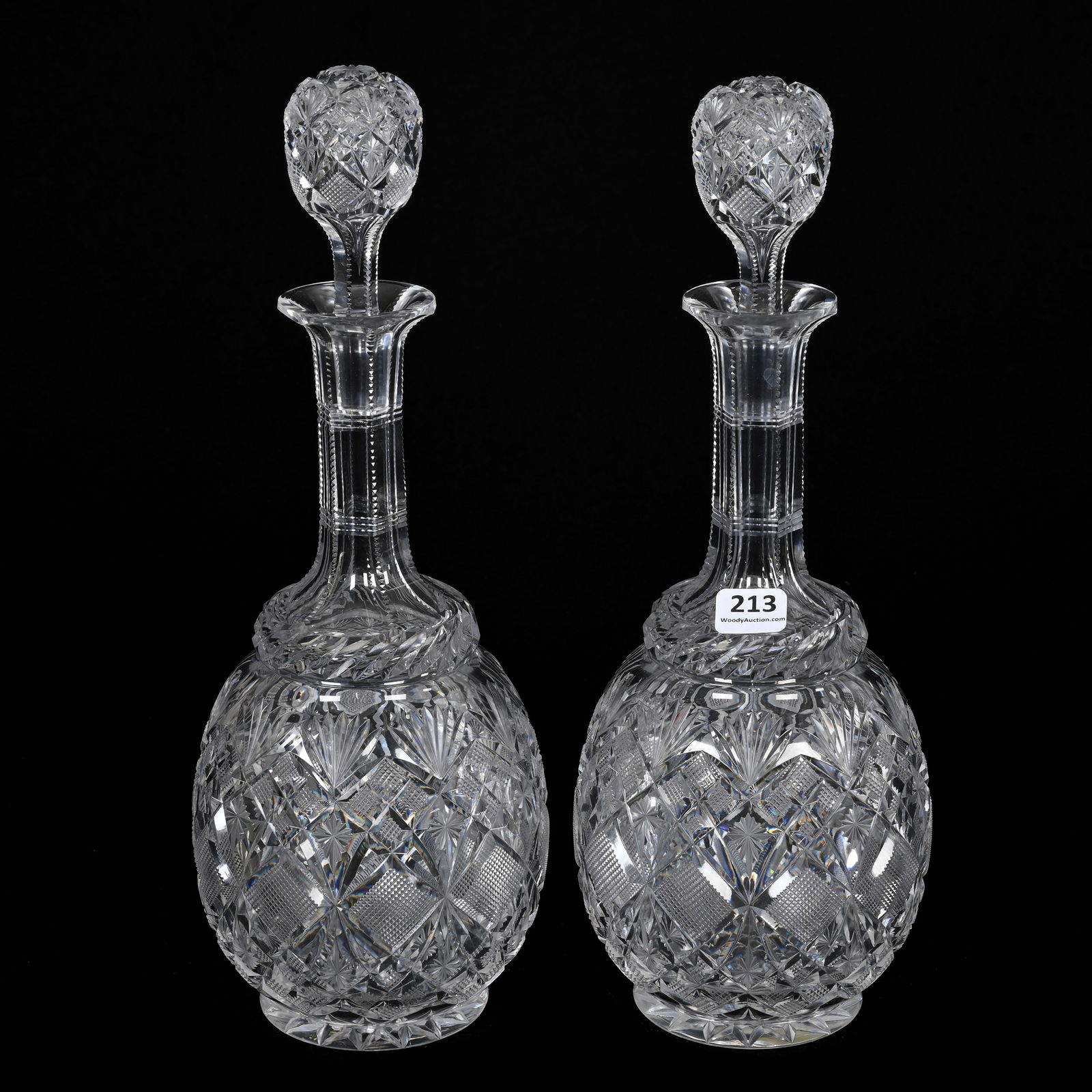 Pair Decanters, ABCG, Venetian Pattern By Straus (1 of 3)