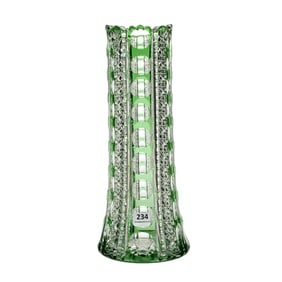 Vase, ABCG, Green Cut To Clear Montrose Pattern