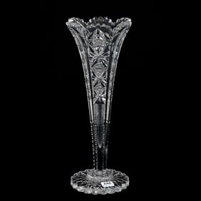 Trumpet Vase, ABCG, Signed Hawkes Teutonic Pattern