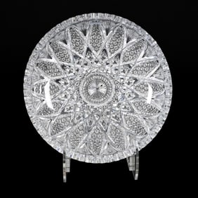 Bowl, American Brilliant Cut Glass, Signed Hawkes