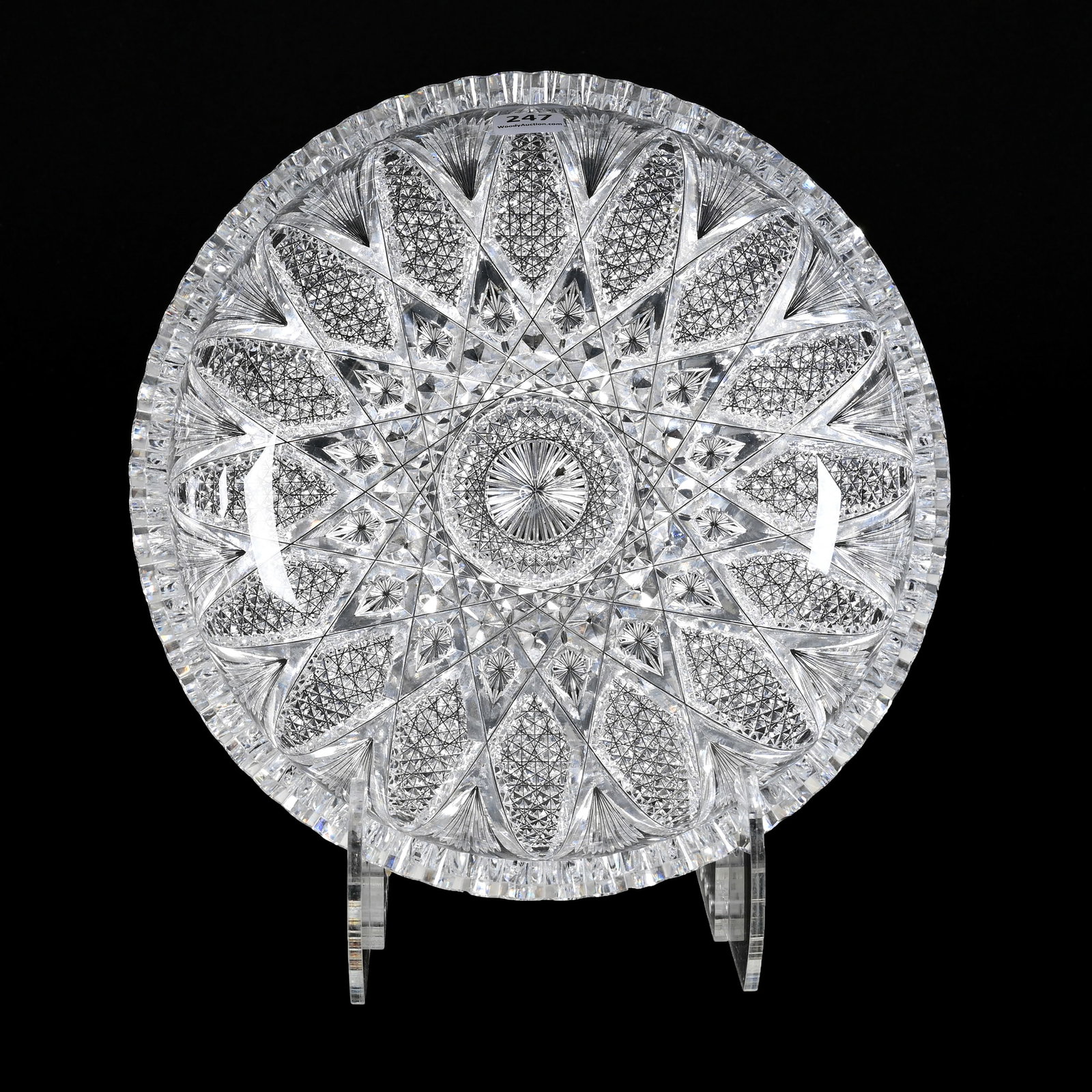 Bowl, American Brilliant Cut Glass, Signed Hawkes (1 of 3)