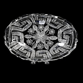 Oval Bread Bowl, ABCG, Signed Libbey Greek Key