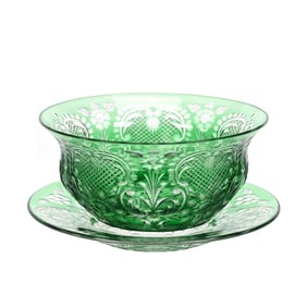 Finger Bowl/Underplate, BPCG, Green Cut To Clear