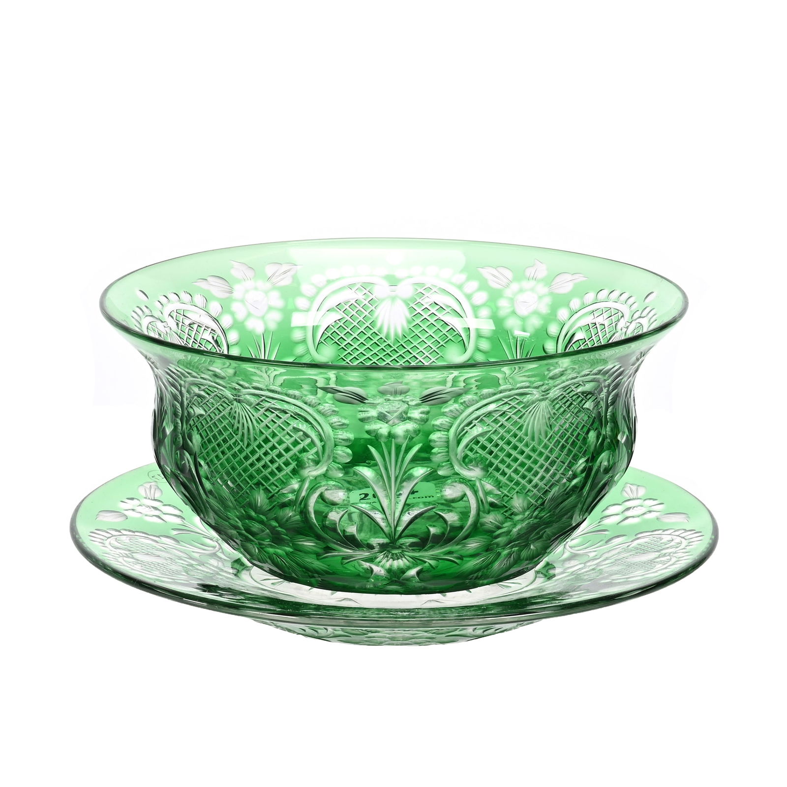 Finger Bowl/Underplate, BPCG, Green Cut To Clear (1 of 3)