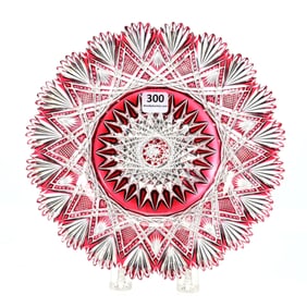 Plate, ABCG, Red Cut To Clear, Parisian Pattern