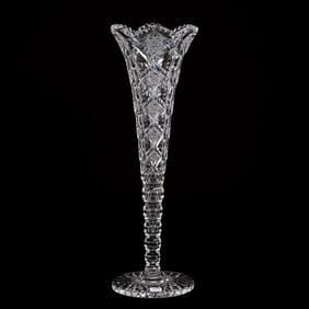 Trumpet Vase, ABCG, Signed Hawkes Queens Pattern